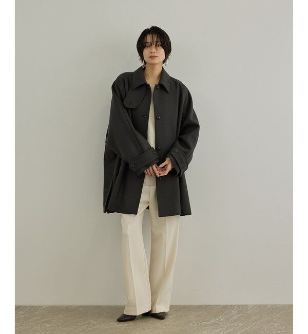 SALON adam et rope'「ウールメルトンテントシルエットコート」|ステンカラーコート|