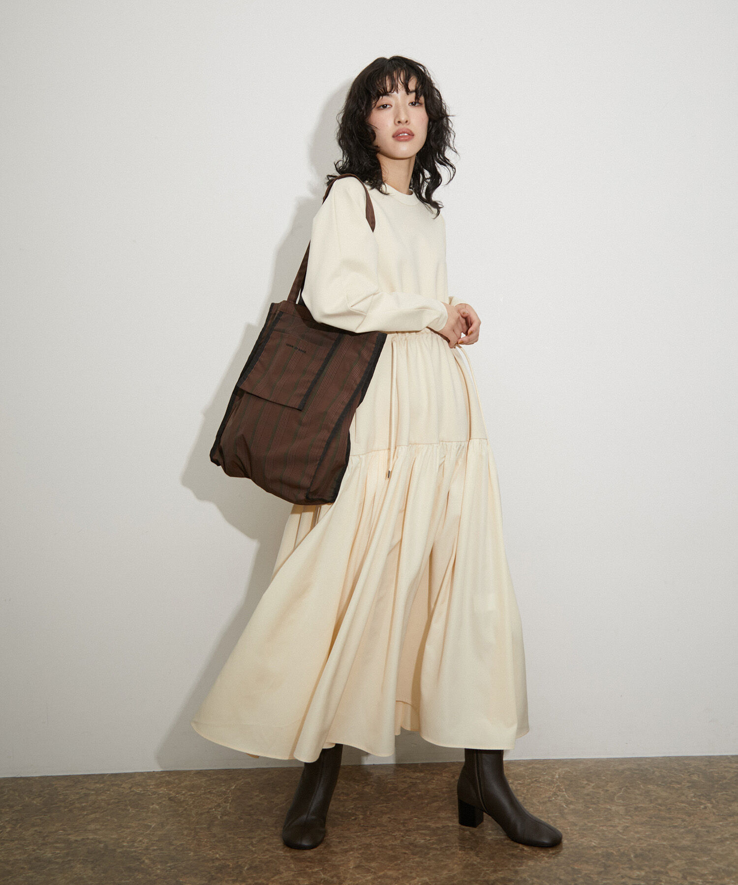 ADAM ET ROPE'「【サステナブル】タフタコンビワンピース」|ワンピース|