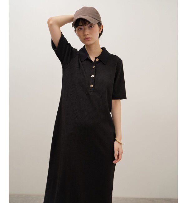 ADAM ET ROPE'「【WEB限定】ハーフスリーブポロシャツワンピース」|ワンピース|