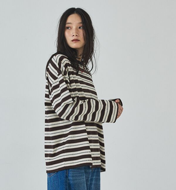 abahouse mavie「マルチボーダーロングTシャツ【予約】」|Tシャツ・カットソー|