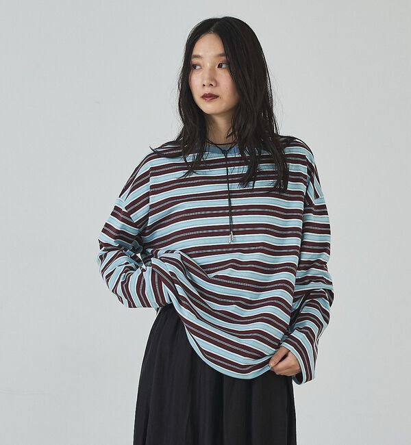 abahouse mavie「マルチボーダーロングTシャツ【予約】」|Tシャツ・カットソー|