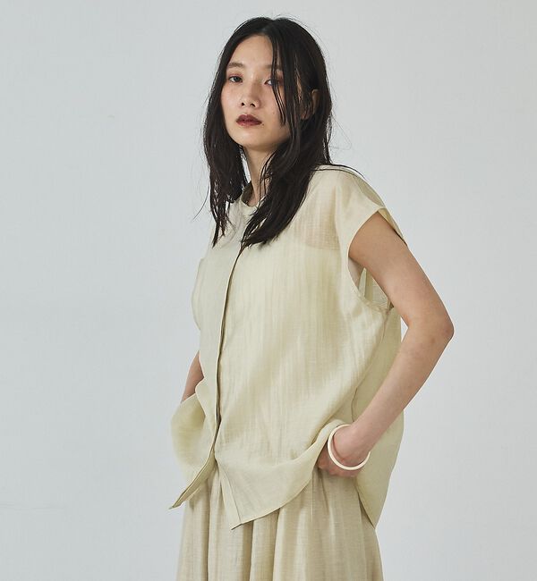 abahouse mavie「【セットアップ対応】リネンライクシアーノースリーブシャツ【予約】」|シャツ・ブラウス|