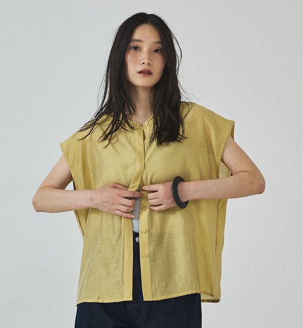 abahouse mavie「【セットアップ対応】リネンライクシアーノースリーブシャツ【予約】」|シャツ・ブラウス|