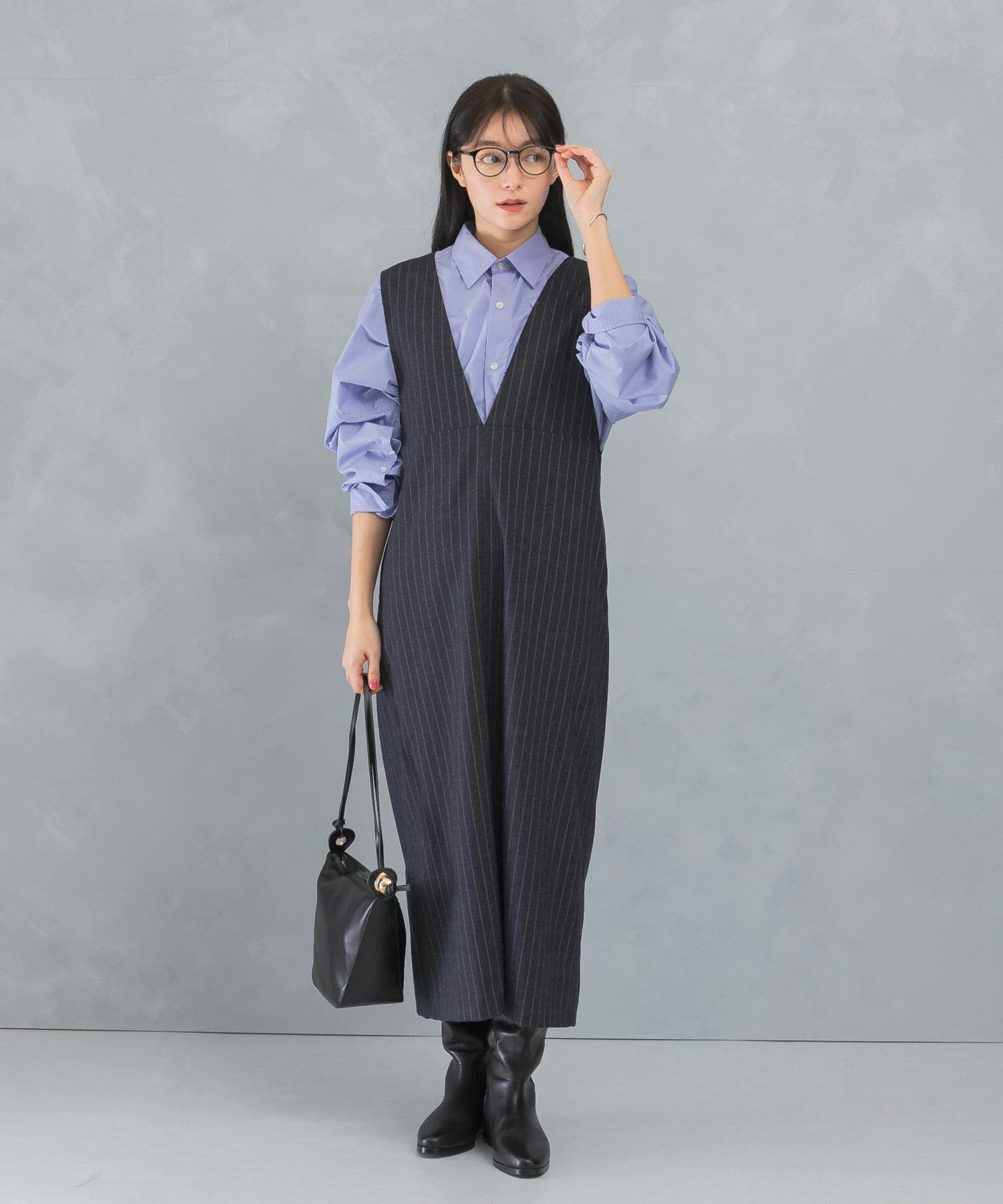 URBAN RESEARCH ROSSO「ディープVネックストライプワンピース」|ワンピース|