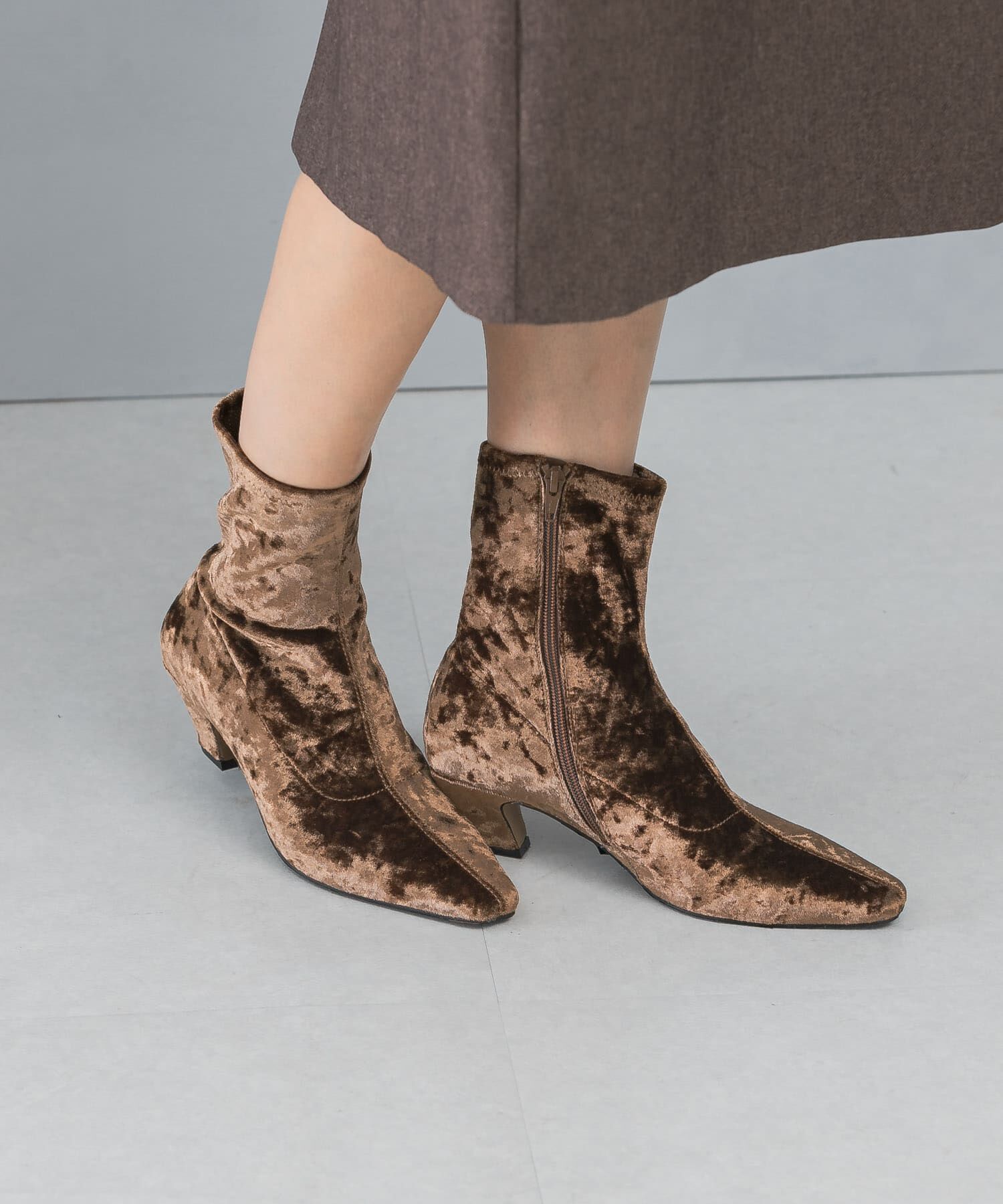 URBAN RESEARCH ROSSO「LE VERNIS　Velor stretch boots」|ショートブーツ|