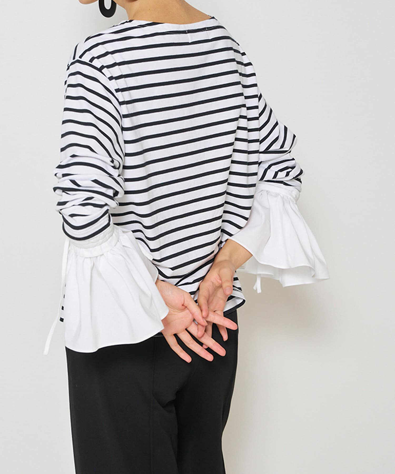 URBAN RESEARCH ROSSO「Mewl　シャツスリーブボーダーTOPS」|Tシャツ・カットソー|