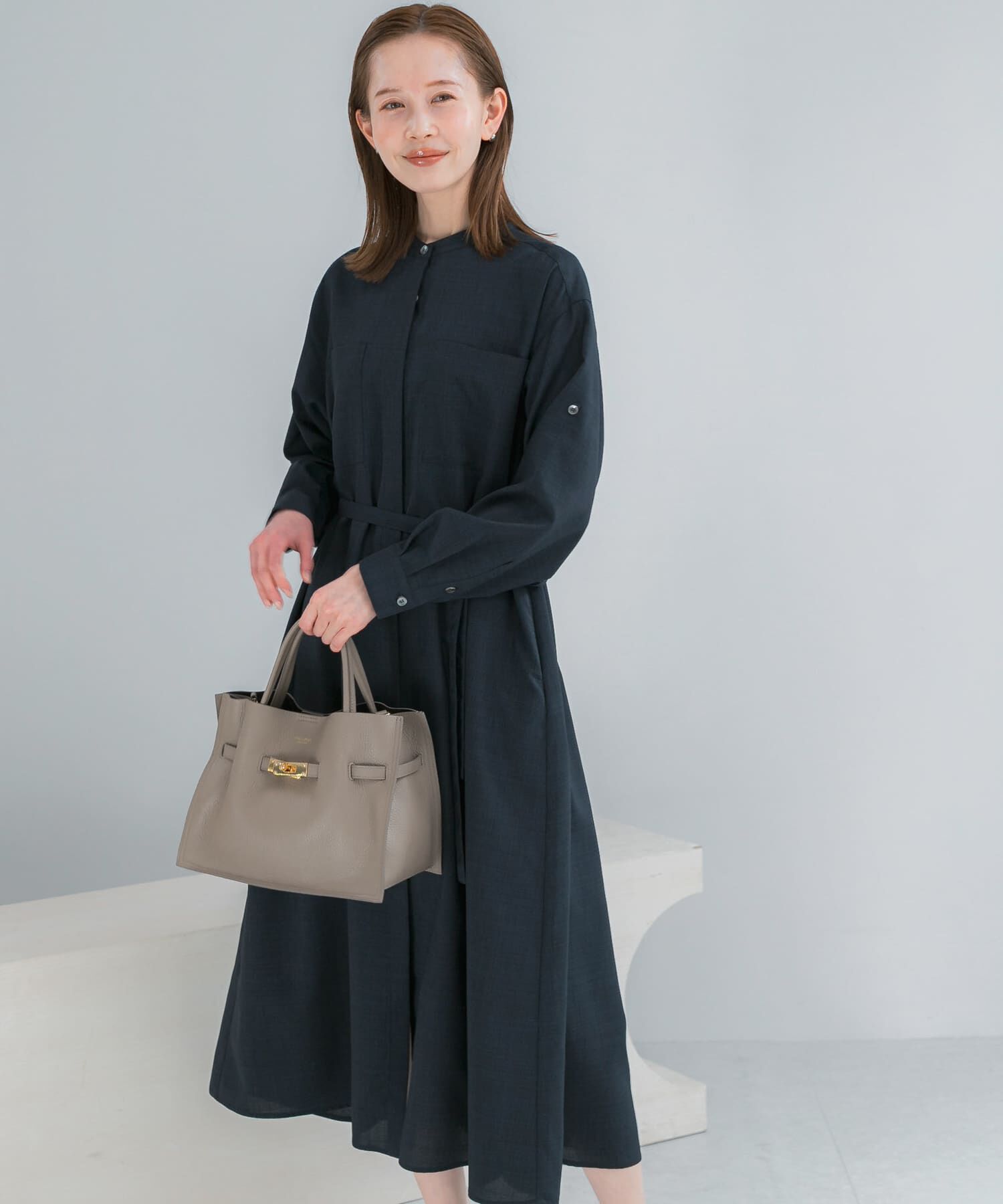 URBAN RESEARCH ROSSO「ウォッシャブルリネンライクシャツワンピース」|ワンピース|