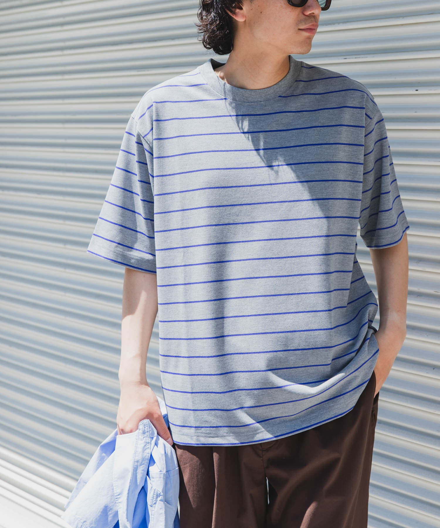 URBAN RESEARCH DOORS「FORK&SPOON　PEカノコボーダーショートスリーブTシャツ」|Tシャツ・カットソー|