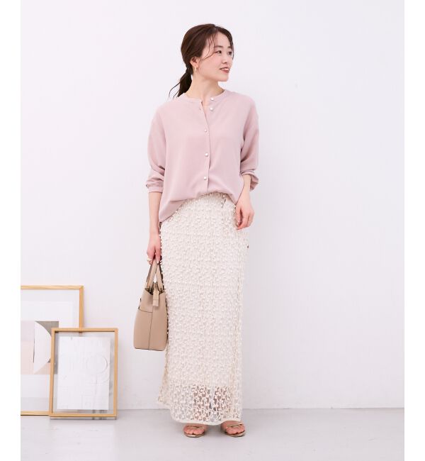  「シアー刺繍ナロースカート」|スカート|