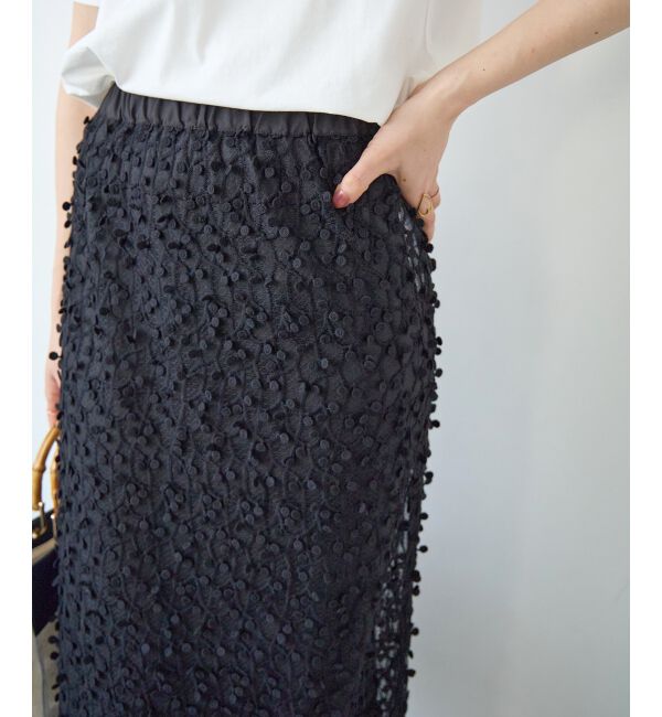  「シアー刺繍ナロースカート」|スカート|