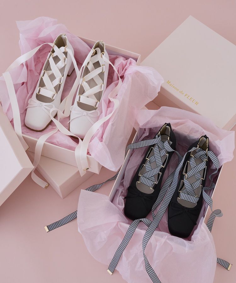 Maison de FLEUR「レースアップサテンパンプス」|パンプス|