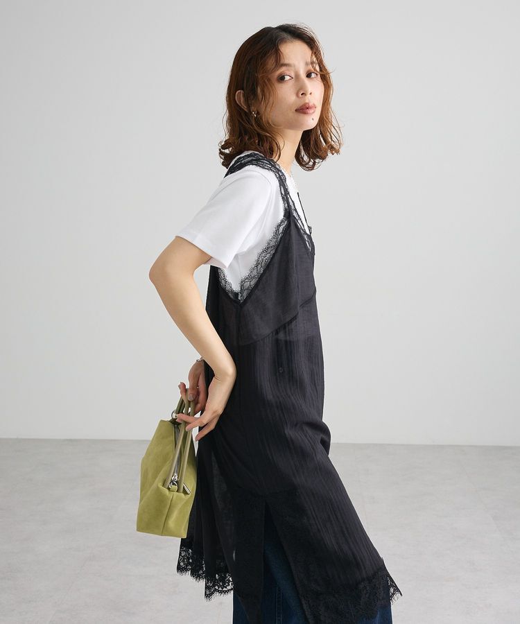 Green Parks「レースチュニックキャミ」|キャミソール|Black