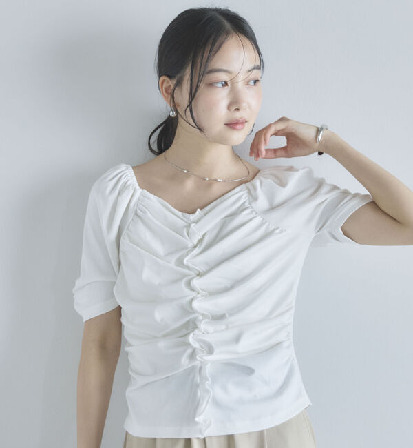 archives「【ＯＮかわ】ギャザーカットＴＯＰＳ」|Tシャツ・カットソー|OFF WHITE