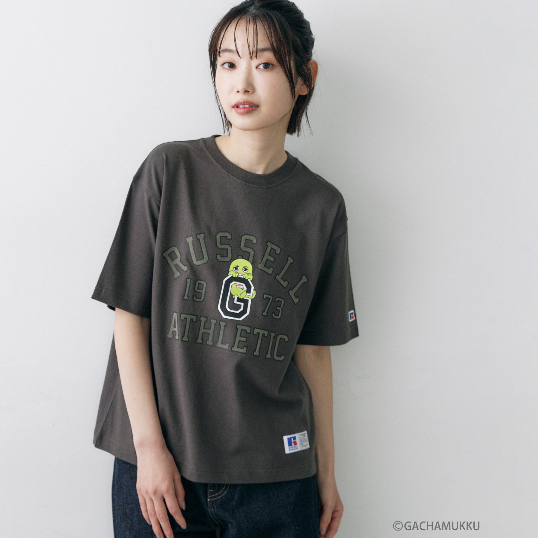 Dessin「ガチャピン・ムック コラボTシャツ」|Tシャツ・カットソー|チャコールグレー(0