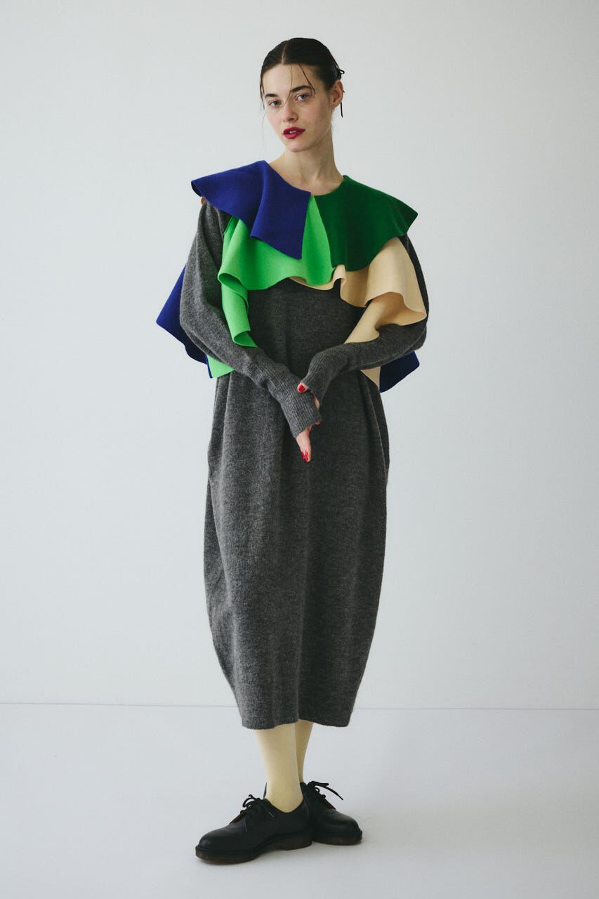 HeRIN.CYE「Ruffle knit dress」|ワンピース|GRY