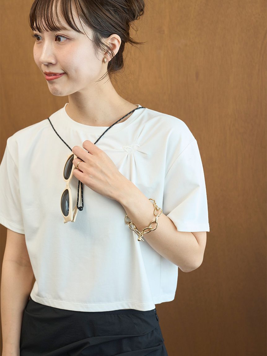 emmi atelier「【em】emmiロゴクロップドTシャツ/UVカット/接触冷感」|Tシャツ・カットソー|