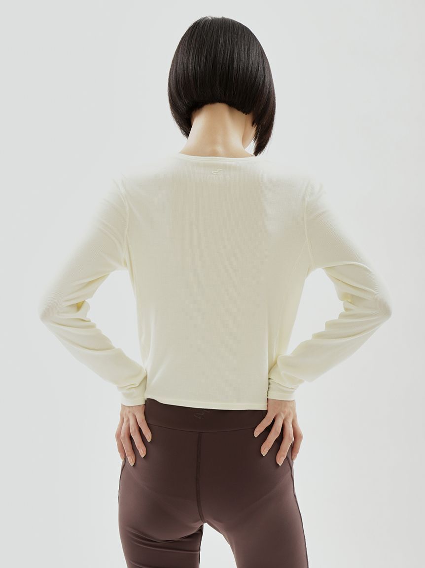 emmi atelier「【W&T】クロップドテレコロンT」|Tシャツ・カットソー|