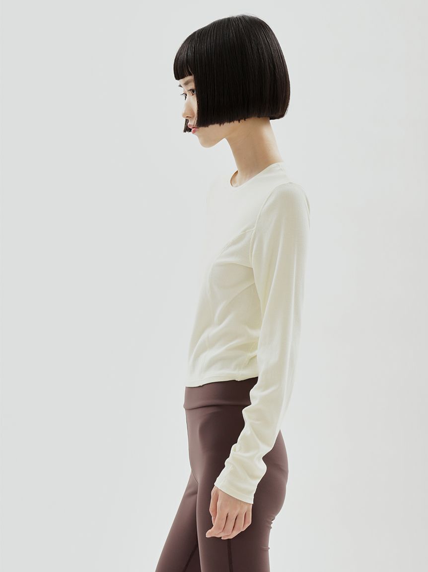 emmi atelier「【W&T】クロップドテレコロンT」|Tシャツ・カットソー|