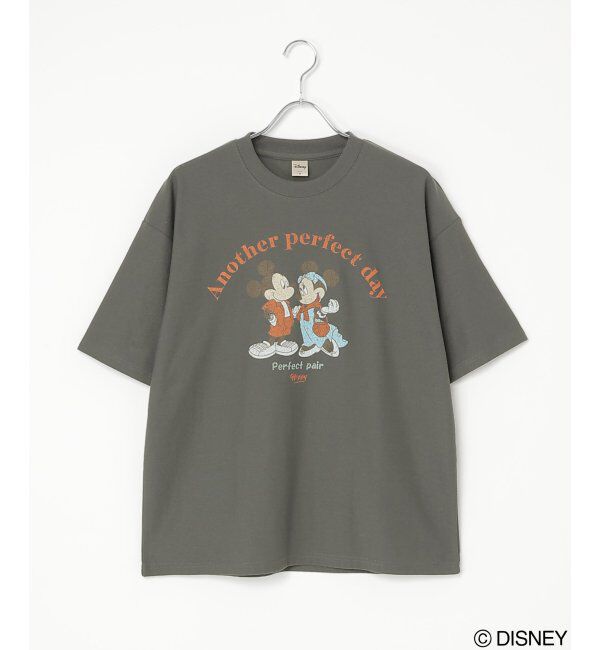 VENCE share style「梨地 ミッキーマウス＆ミニーマウス プリントTシャツ」|Tシャツ・カットソー|