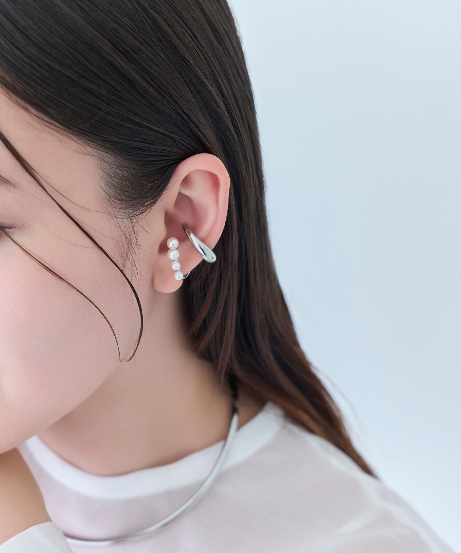 Phoebe「【シリーズ累計販売10000点突破！】≪雑誌掲載≫ドレッシングパールイヤーカフ　シルバー」|イヤーカフ|
