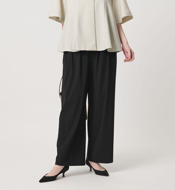 UNITED ARROWS「ジャージー タック ワイドパンツ ‐ウォッシャブル‐」|スラックス|
