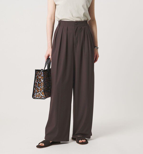 UNITED ARROWS「ジャージー タック ワイドパンツ ‐ウォッシャブル‐」|スラックス|