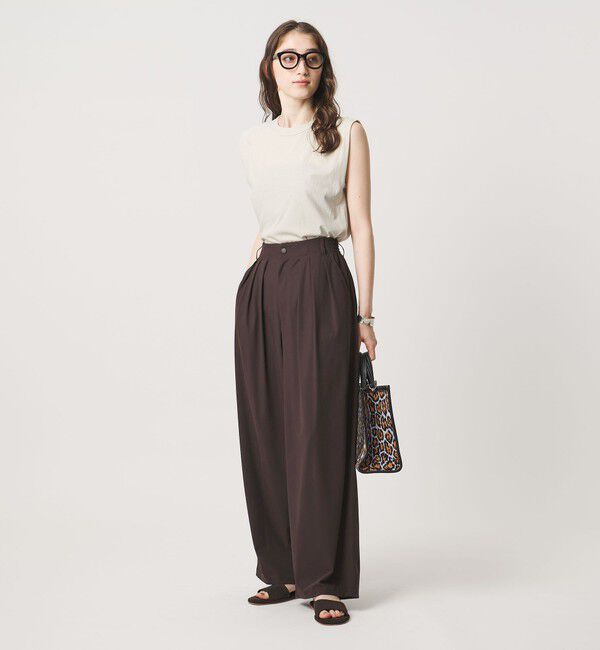 UNITED ARROWS「ジャージー タック ワイドパンツ ‐ウォッシャブル‐」|スラックス|