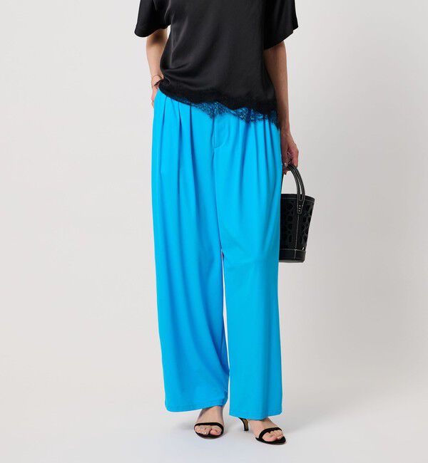 UNITED ARROWS「ジャージー タック ワイドパンツ ‐ウォッシャブル‐」|スラックス|