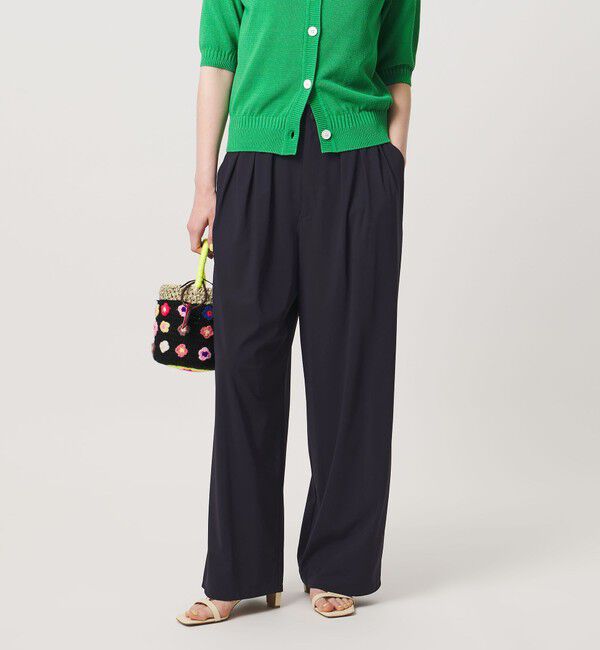 UNITED ARROWS「ジャージー タック ワイドパンツ ‐ウォッシャブル‐」|スラックス|