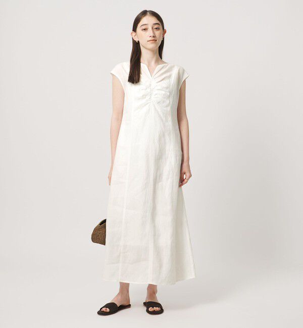 UNITED ARROWS「リネン シャーリング スキッパー ワンピース ‐ウォッシャブル‐」|ワンピース|