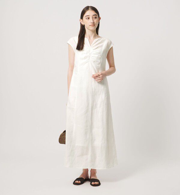 UNITED ARROWS「リネン シャーリング スキッパー ワンピース ‐ウォッシャブル‐」|ワンピース|