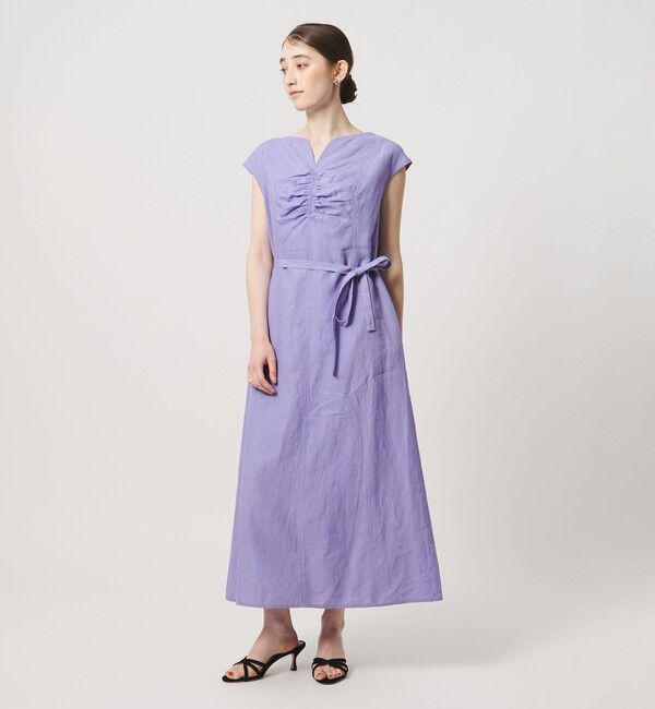 UNITED ARROWS「リネン シャーリング スキッパー ワンピース ‐ウォッシャブル‐」|ワンピース|