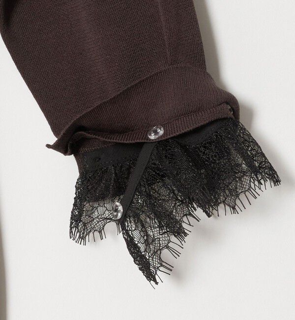 UNITED ARROWS「レースコンビ Vネックニット ‐ウォッシャブル‐」|ニット・セーター|