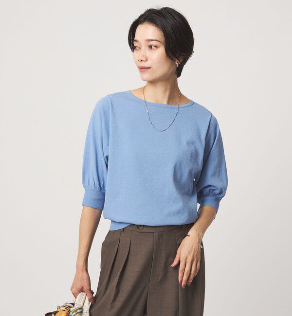 UNITED ARROWS green label relaxing「HIYOKE フォルム スリーブ プルオーバー ニット」|ニット・セーター|LT.BLUE
