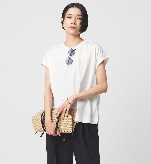 UNITED ARROWS green label relaxing「グロッシー フレンチスリーブ Tシャツ 制菌」|Tシャツ・カットソー|