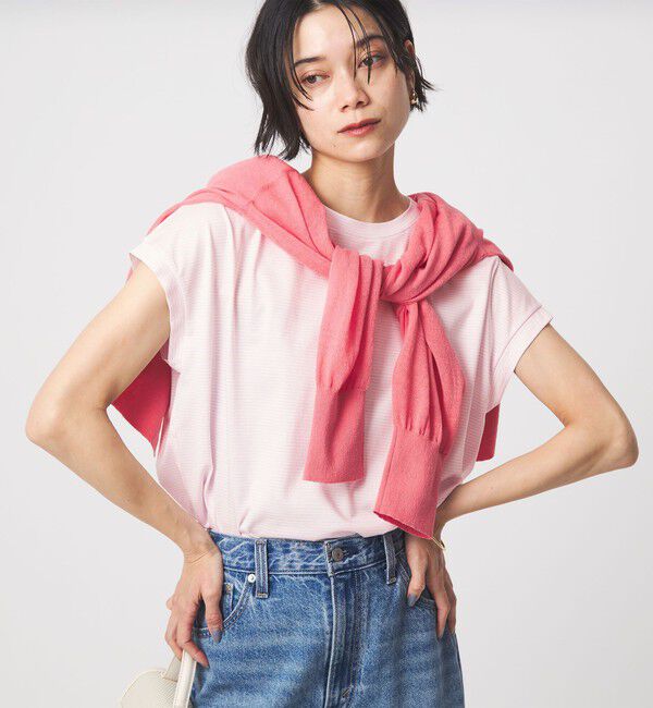 UNITED ARROWS green label relaxing「グロッシー フレンチスリーブ Tシャツ 制菌」|Tシャツ・カットソー|