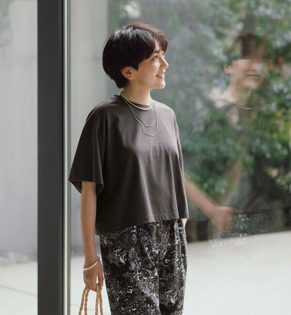 UNITED ARROWS green label relaxing「＜スタイリスト兵藤千尋さんコラボ＞クロップド ワイド Tシャツ UVカット」|Tシャツ・カットソー|