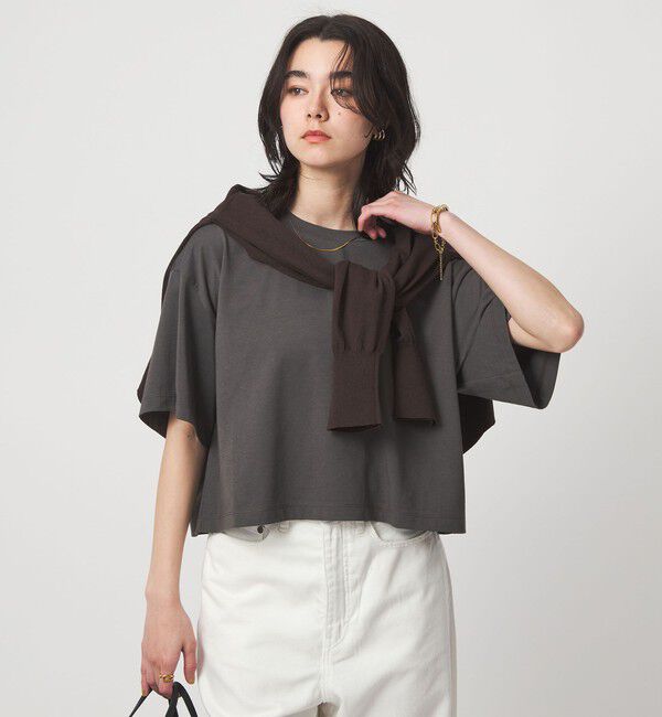 UNITED ARROWS green label relaxing「＜スタイリスト兵藤千尋さんコラボ＞クロップド ワイド Tシャツ UVカット」|Tシャツ・カットソー|