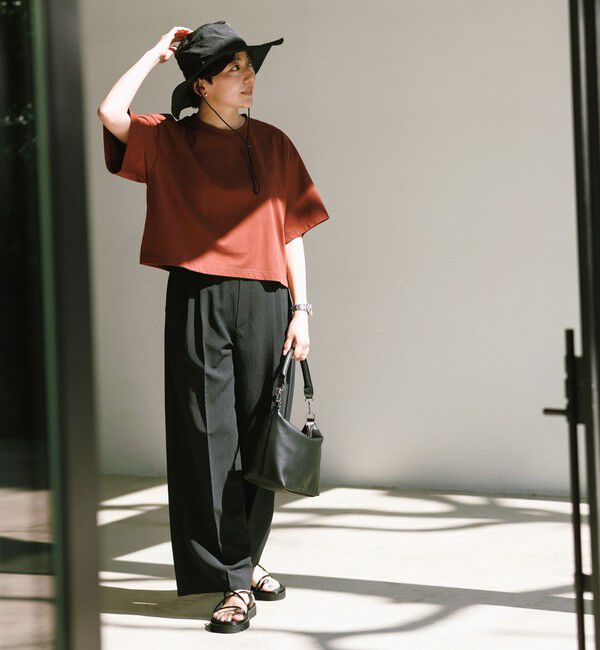 UNITED ARROWS green label relaxing「＜スタイリスト兵藤千尋さんコラボ＞クロップド ワイド Tシャツ UVカット」|Tシャツ・カットソー|