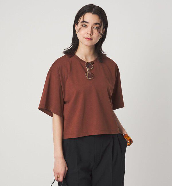 UNITED ARROWS green label relaxing「＜スタイリスト兵藤千尋さんコラボ＞クロップド ワイド Tシャツ UVカット」|Tシャツ・カットソー|
