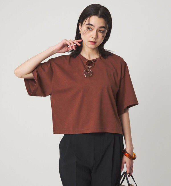 UNITED ARROWS green label relaxing「＜スタイリスト兵藤千尋さんコラボ＞クロップド ワイド Tシャツ UVカット」|Tシャツ・カットソー|