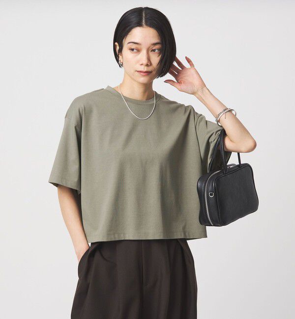 UNITED ARROWS green label relaxing「＜スタイリスト兵藤千尋さんコラボ＞クロップド ワイド Tシャツ UVカット」|Tシャツ・カットソー|OLIVE