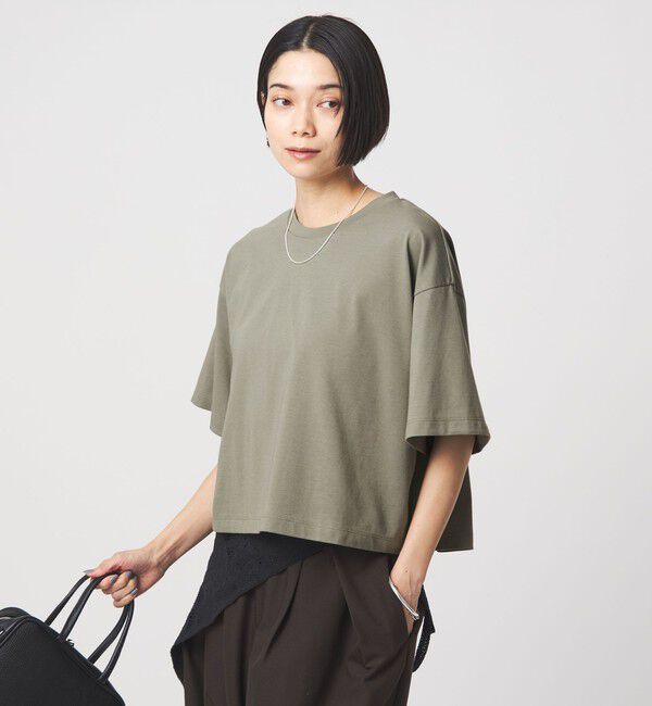 UNITED ARROWS green label relaxing「＜スタイリスト兵藤千尋さんコラボ＞クロップド ワイド Tシャツ UVカット」|Tシャツ・カットソー|