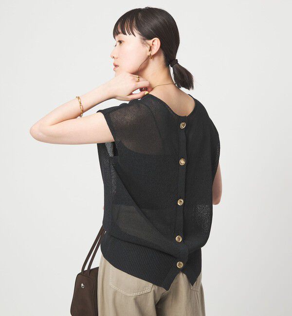 UNITED ARROWS green label relaxing「ペーパー ボタン 2WAY ジレ ウォッシャブル」|ニット・セーター|DK.GRAY