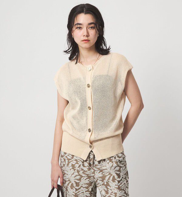 UNITED ARROWS green label relaxing「ペーパー ボタン 2WAY ジレ ウォッシャブル」|ニット・セーター|