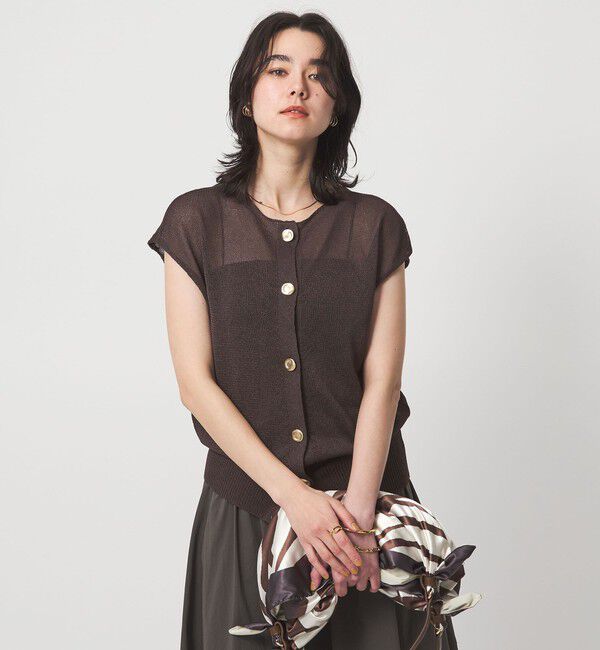 UNITED ARROWS green label relaxing「ペーパー ボタン 2WAY ジレ ウォッシャブル」|ニット・セーター|DK.BROWN