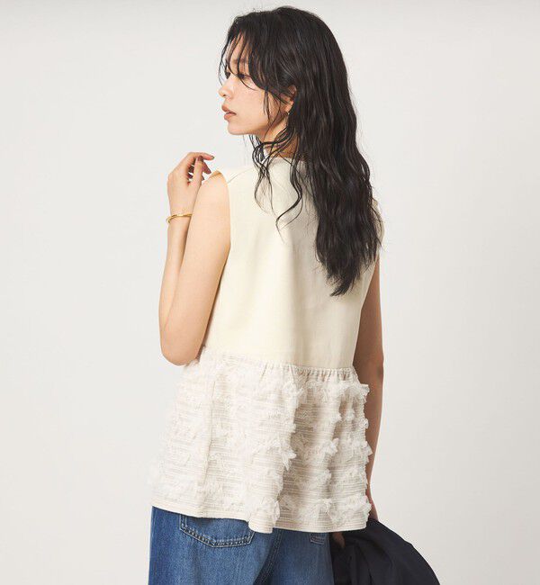 UNITED ARROWS green label relaxing「チュール コンビ フレンチスリーブ ニット」|ニット・セーター|