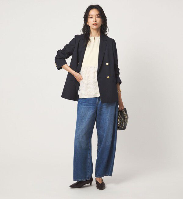 UNITED ARROWS green label relaxing「チュール コンビ フレンチスリーブ ニット」|ニット・セーター|