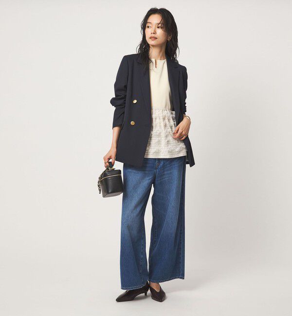 UNITED ARROWS green label relaxing「チュール コンビ フレンチスリーブ ニット」|ニット・セーター|