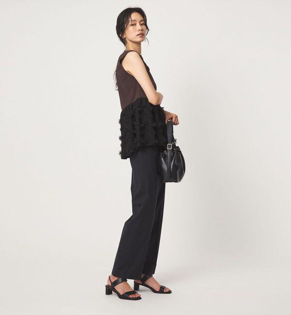 UNITED ARROWS green label relaxing「チュール コンビ フレンチスリーブ ニット」|ニット・セーター|